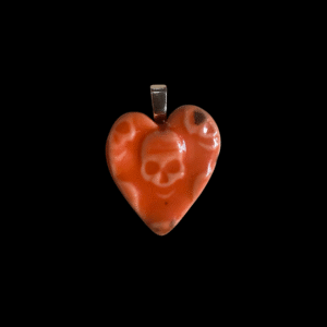 Ceramic Skull Heart Pendant