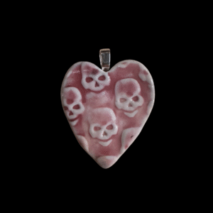 Ceramic Skull Heart Pendant