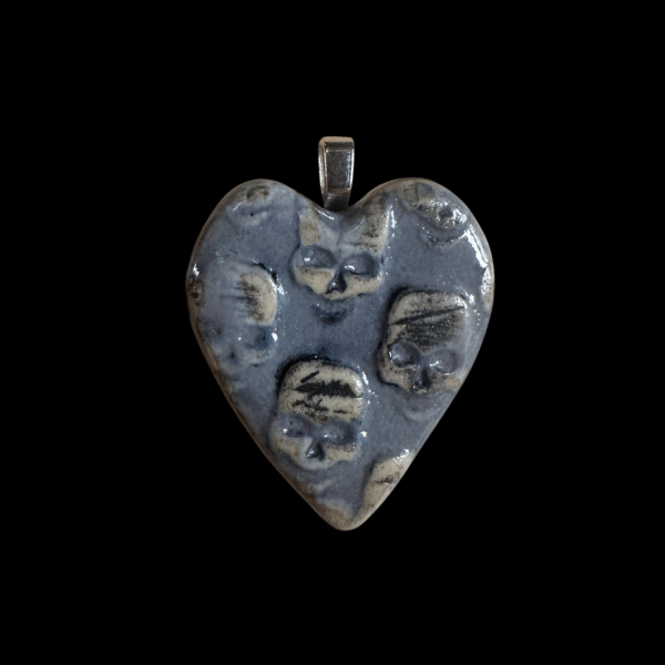 Ceramic Skull Heart Pendant