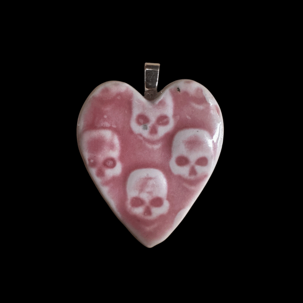 Ceramic Skull Heart Pendant