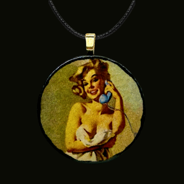 Pinup Girl Circle Pendant