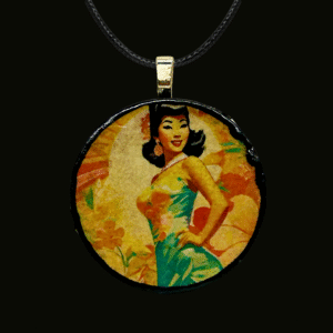 Pinup Girl Circle Pendant