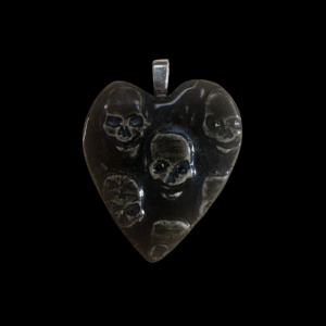 Ceramic Skull Heart Pendant