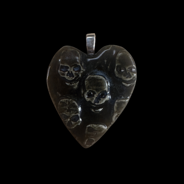 Ceramic Skull Heart Pendant