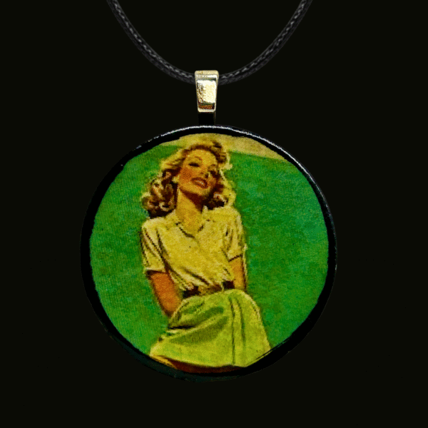 Pinup Girl Circle Pendant