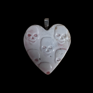 Ceramic Skull Heart Pendant