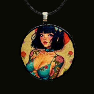 Pinup Girl Circle Pendant
