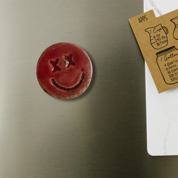 Red Ceramic Mindful Moment Smiley Face Magnet
