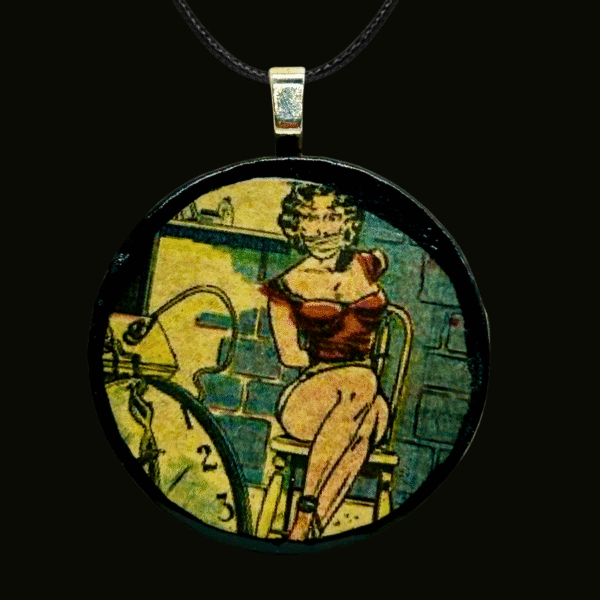 Pinup Girl Circle Pendant