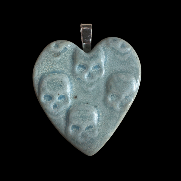Ceramic Skull Heart Pendant