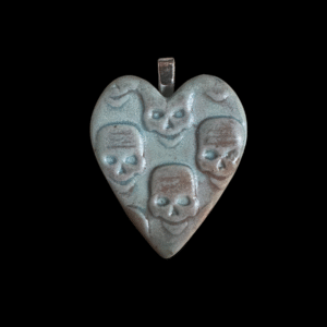 Ceramic Skull Heart Pendant