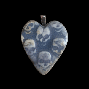 Ceramic Skull Heart Pendant