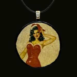 Pinup Girl Circle Pendant