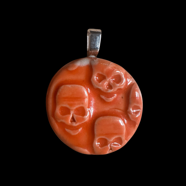 Ceramic Skull Pendant Round