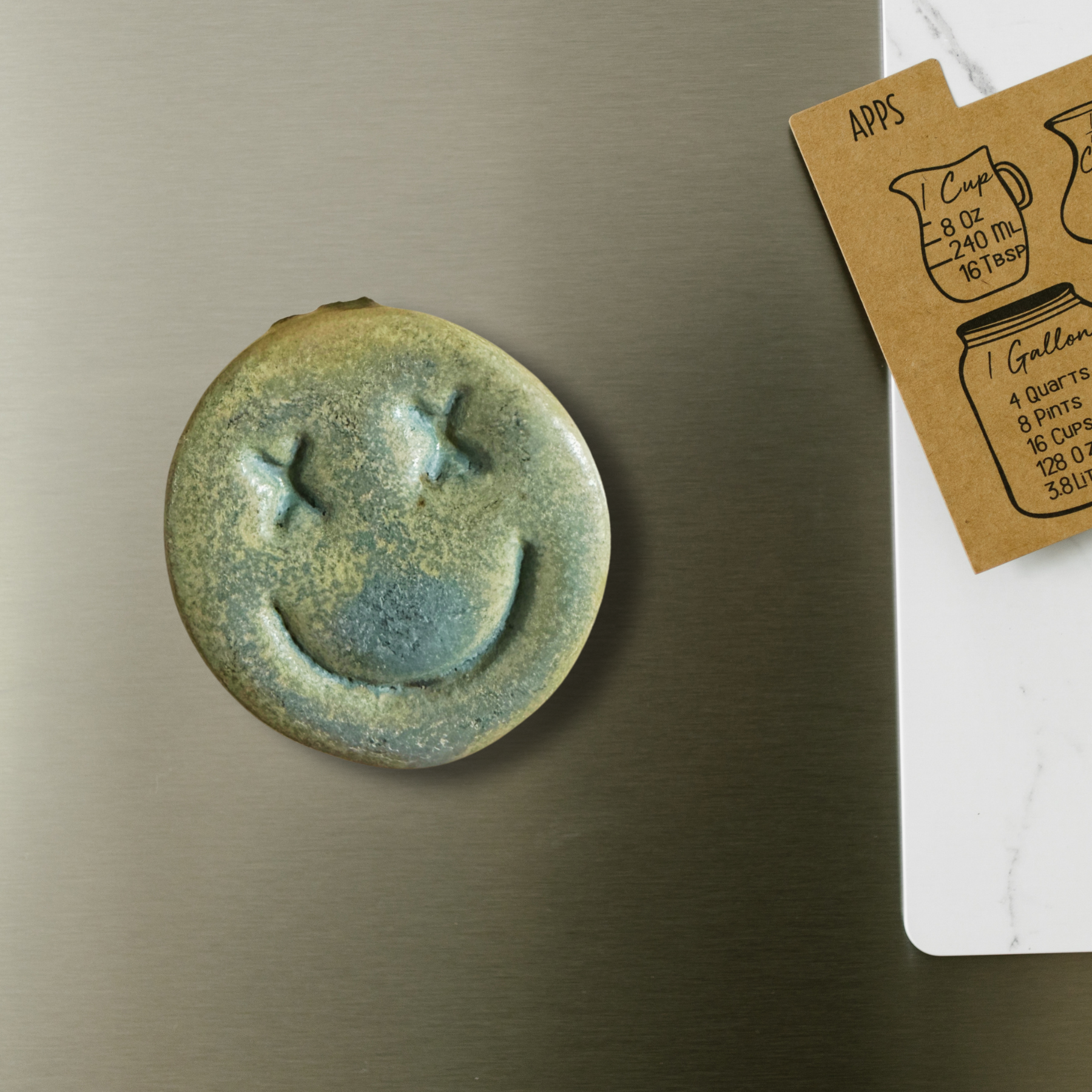 Green Ceramic Mindful Moment Smiley Face Magnet
