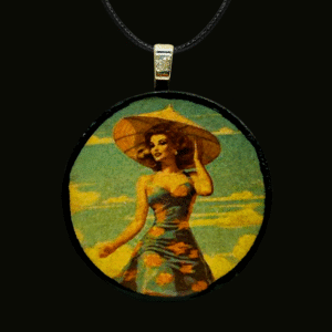 Pinup Girl Circle Pendant