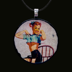 Pinup Girl Circle Pendant