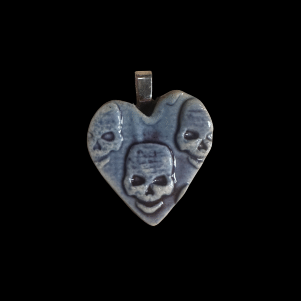 Ceramic Skull Heart Pendant